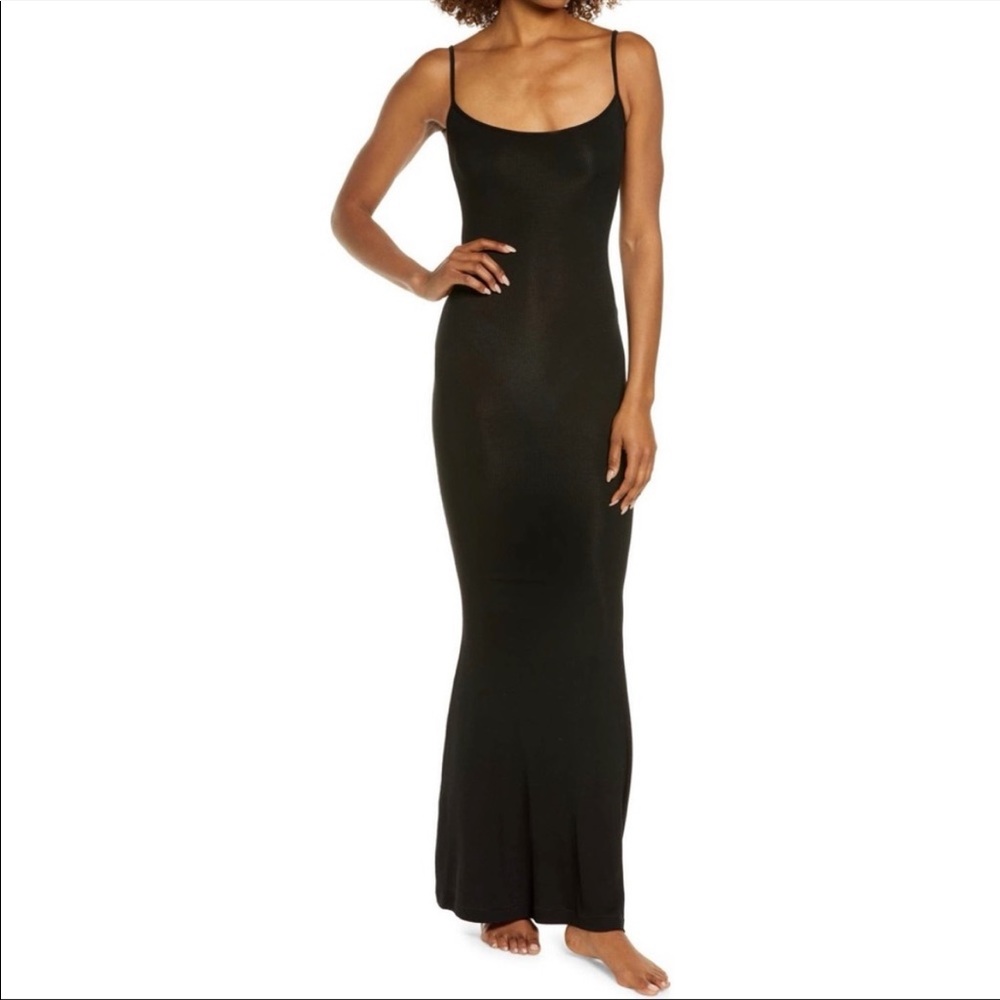 NWOT SKIMS Black Ribbed Long Slip Dress In Black Size XL - Picture 8 of 15